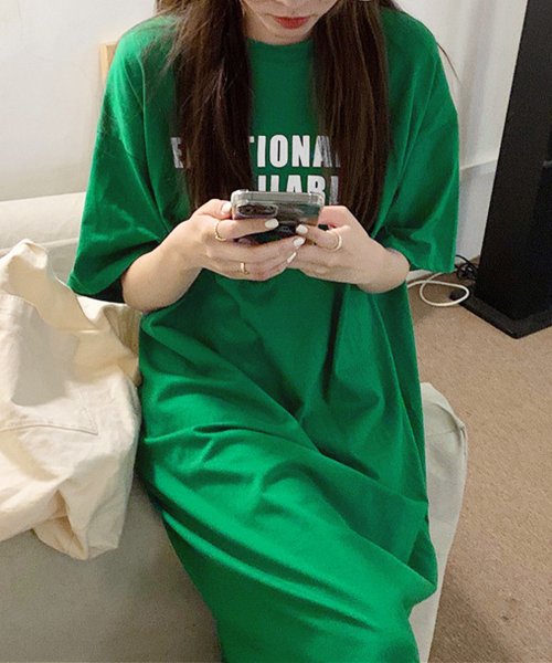半袖ロゴ付きロングワンピース レディース 10代 20代 30代 春服 夏 韓国ファッション カジュアル 夏ワンピース ストリート 大きいサイズ 人気・おすすめ｜多用途・生活用品におすすめ キャンペーン中 即納 即日発送サービス