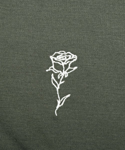 LUXSTYLE(ラグスタイル)/バラ刺繍ハーフZIP半袖ビッグTシャツ/Tシャツ メンズ 半袖 5分袖 ハーフジップ ビッグシルエット 薔薇 刺繍 ワンポイント/img15