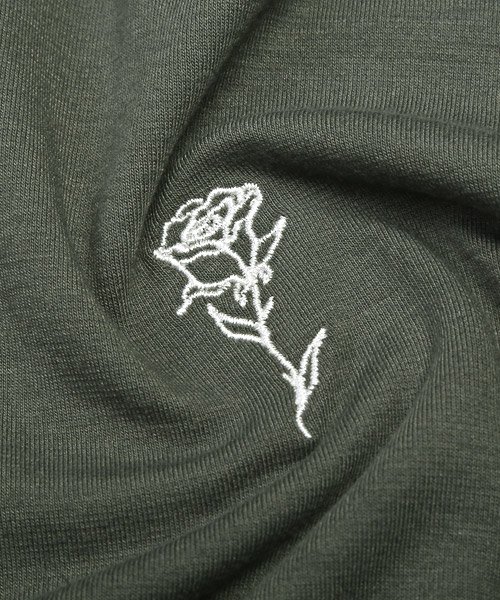 LUXSTYLE(ラグスタイル)/バラ刺繍ハーフZIP半袖ビッグTシャツ/Tシャツ メンズ 半袖 5分袖 ハーフジップ ビッグシルエット 薔薇 刺繍 ワンポイント/img19