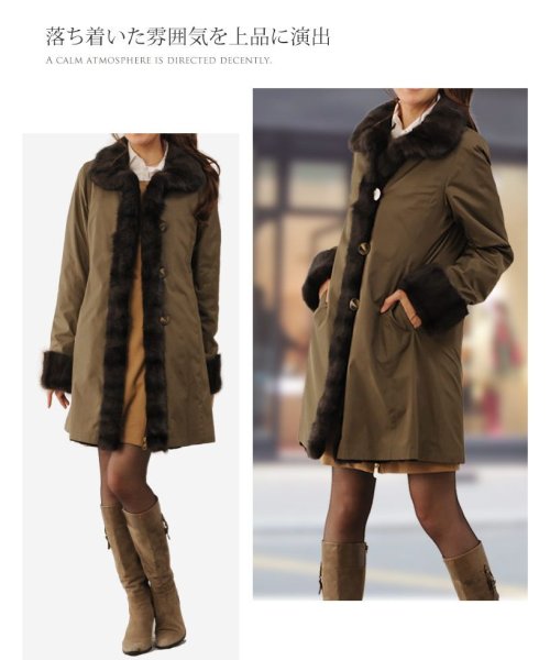 シルク 100％ ＆ ウィーゼル ウィーゼル リバーシブル コート ロシアン リス トリミング 着丈90cm ウィーゼル 前立て 両面にあり