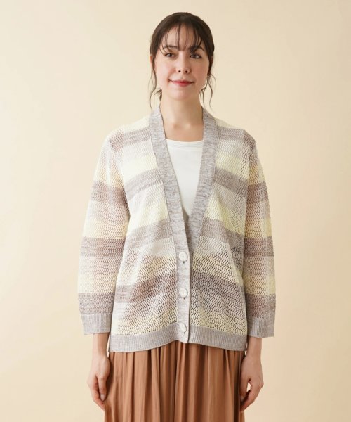 Leilian PLUS HOUSE(レリアンプラスハウス)/ボーダーVネックメッシュニット【LE TRICOT PERUGIA】/img04