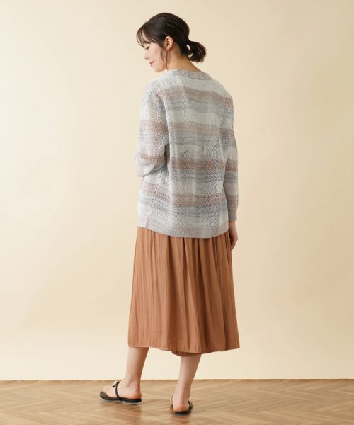 Leilian PLUS HOUSE(レリアンプラスハウス)/ボーダーVネックメッシュニット【LE TRICOT PERUGIA】/img13