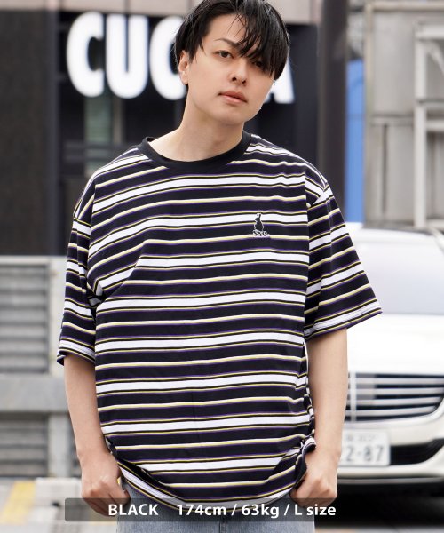 1111clothing(ワンフォークロージング)/ボーダー Tシャツ メンズ ビッグTシャツ レディース クルーネック オーバーサイズ 半袖Tシャツ マルチボーダー ビッグT 綿100% ワンポイント 刺繍/img14