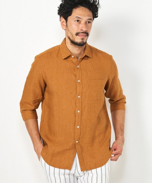 DISTINCTION MEN'S BIGI(ディスティンクションメンズビギ)/デラベリネンシャンブレー七分袖シャツ/img10