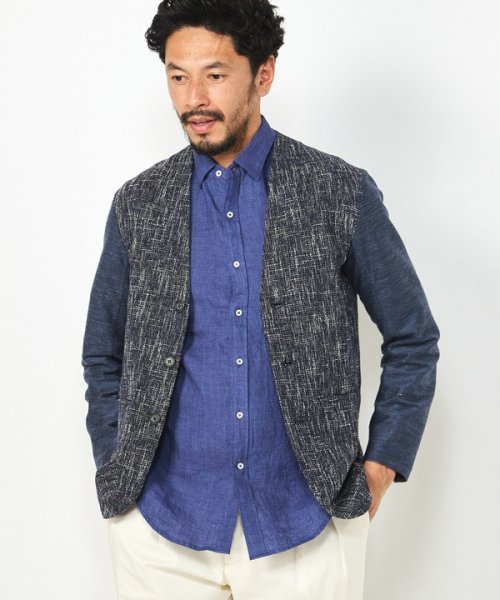 DISTINCTION MEN'S BIGI(ディスティンクションメンズビギ)/デラベリネンシャンブレー七分袖シャツ/img12