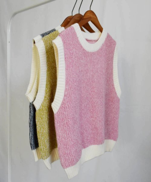 ARGO TOKYO(アルゴトウキョウ)/By Color Knit Vest 25063 バイカラーニットベスト　ニットベスト　ニットジレ　バイカラー　配色　ラメ入り　ラメ入りニット　春ニット/img45