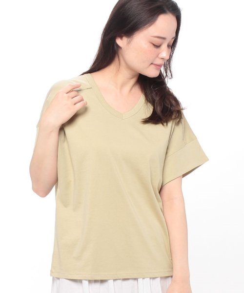 BENETTON (women)(ベネトン（レディース）)/フレアスリーブ前後Vネック半袖Tシャツ・カットソー/img10