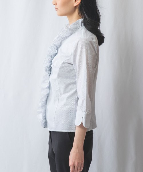 NARA CAMICIE(ナラカミーチェ)/コットンプリントフリル衿シャツ/img02