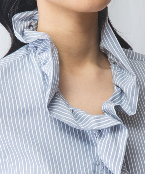 NARA CAMICIE(ナラカミーチェ)/ストレッチストライプフリル衿半袖シャツ/img04