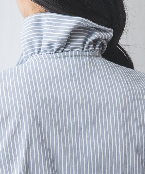 NARA CAMICIE(ナラカミーチェ)/ストレッチストライプフリル衿半袖シャツ/img05