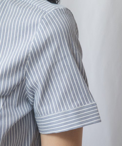 NARA CAMICIE(ナラカミーチェ)/ストレッチストライプフリル衿半袖シャツ/img07