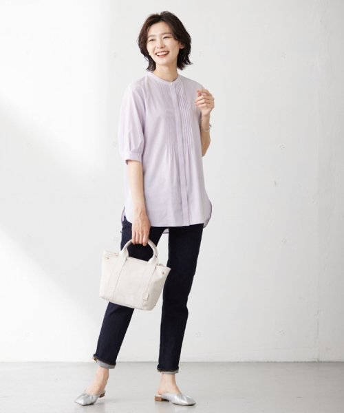 J.PRESS LADIES（LARGE SIZE）(J．プレス　レディス（大きいサイズ）)/【WEB限定カラーあり・洗える】ラミーポプリン バンドカラー ブラウス/img07