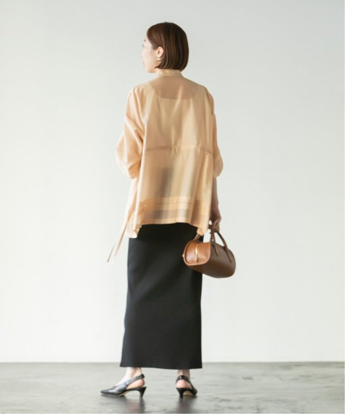 シアーオーガンジーフロントギャザーブラウス