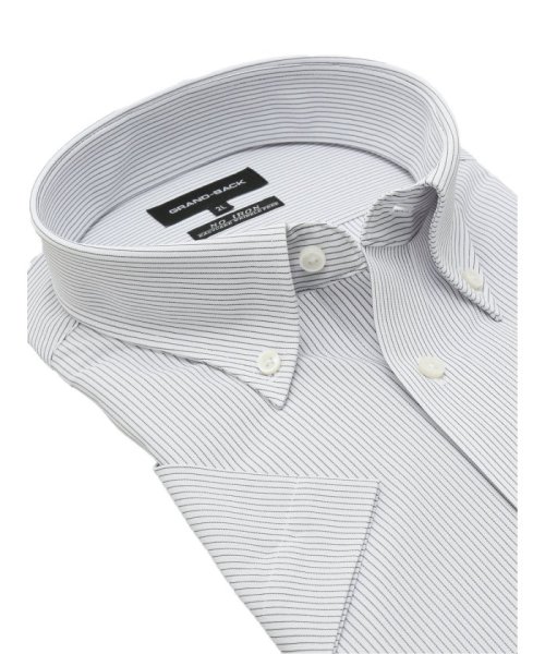 GRAND-BACK(グランバック)/【大きいサイズ】グランバック/GRAND－BACK ノーアイロンストレッチ ボタンダウン 半袖 ニットシャツ ワイシャツ/img01