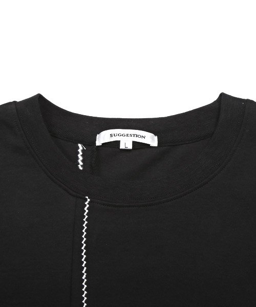 LUXSTYLE(ラグスタイル)/トリムステッチ切替Tシャツ/Tシャツ メンズ 半袖 5分袖 ビッグシルエット ステッチ トリム 切替 配色/img15