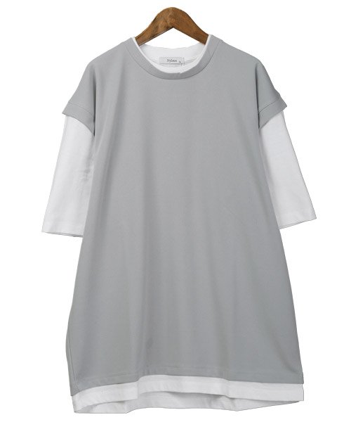 LUXSTYLE(ラグスタイル)/フェイクレイヤージョーゼットBIGTシャツ/Tシャツ メンズ 半袖 ビッグシルエット フェイクレイヤード 重ね着風 無地/img09