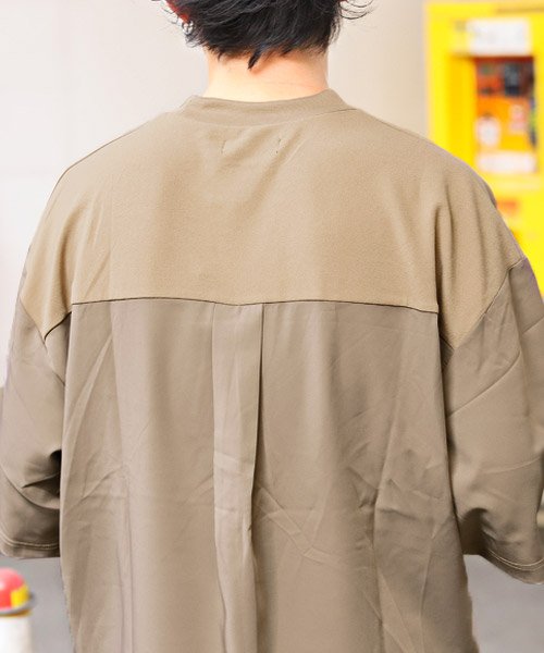 LUXSTYLE(ラグスタイル)/カットジョーゼット異素材切替Tシャツ/Tシャツ メンズ 半袖 切替 異素材 ジョーゼット メンズTシャツ カットソー/img14