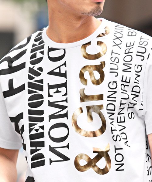 LUXSTYLE(ラグスタイル)/箔プリントロゴ半袖Tシャツ/Tシャツ メンズ 半袖 ロゴ 箔プリント ゴールド/img09