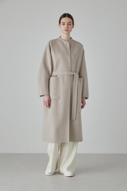 カシミヤ混 2TONE リバーロングコート 