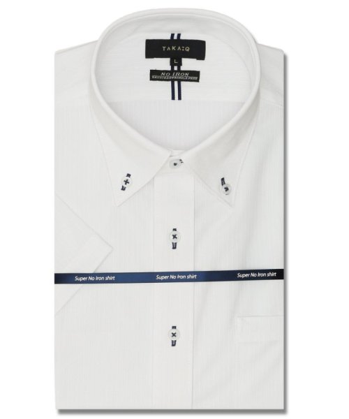 TAKA-Q(タカキュー)/ノーアイロン ストレッチ 360度全方向に伸びる 吸水速乾 スタンダードフィット ボタンダウン半袖ニットシャツ 半袖 シャツ メンズ ワイシャツ ビジネス yシ/img01