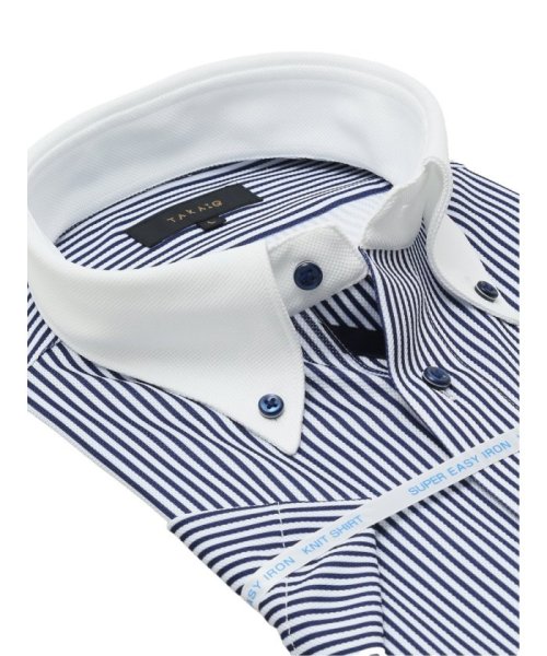 TAKA-Q(タカキュー)/クールパス スタンダードフィット ボタンダウン半袖ニット 半袖 シャツ メンズ ワイシャツ ビジネス yシャツ 速乾 ノーアイロン 形態安定/img01
