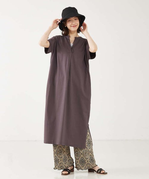 abahouse mavie(ａｂａｈｏｕｓｅ　ｍａｖｉｅ)/【大人のいちまんワンピ】シルケット天竺スキッパーワンピース/img01