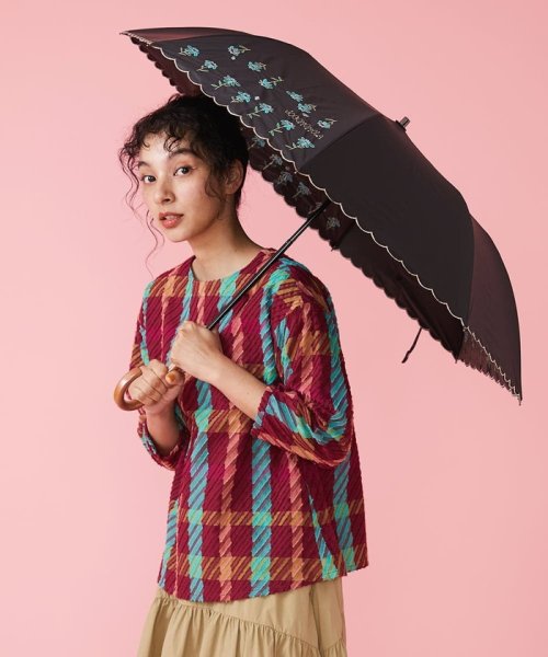 Jocomomola(ホコモモラ)/【UV・晴雨兼用】フラワー刺繍デザイン折りたたみ傘/img08