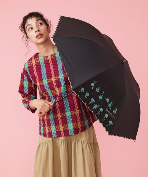 Jocomomola(ホコモモラ)/【UV・晴雨兼用】フラワー刺繍デザイン折りたたみ傘/img09