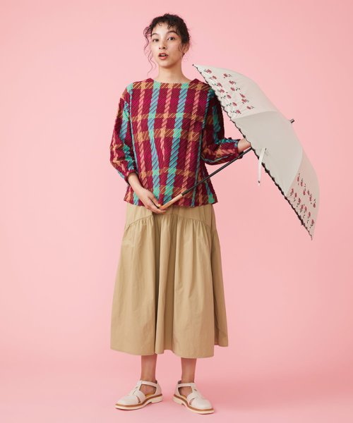 Jocomomola(ホコモモラ)/【UV・晴雨兼用】フラワー刺繍デザイン折りたたみ傘/img11