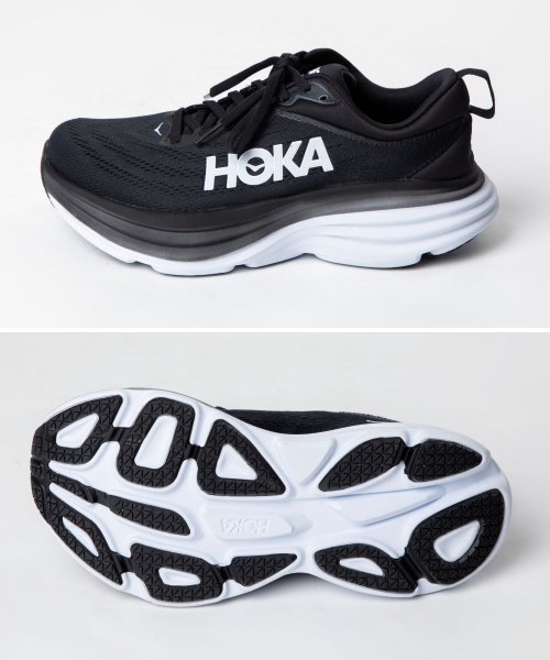 HOKA ONE ONE(ホカオネオネ)/ホカ HOKA 1127954 スニーカー W BONDI 8 WIDE レディース シューズ ボンダイ 8 ワイド ホカオネオネ 靴 ブラック ホワイト 22/img08