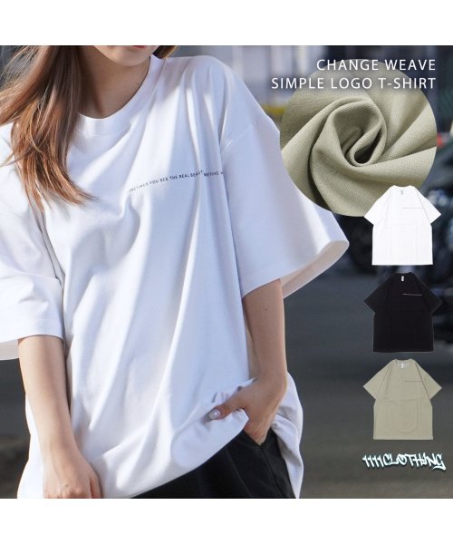 1111clothing(ワンフォークロージング)/オーバーサイズ Tシャツ メンズ ビッグTシャツ レディース ビッグシルエットTシャツ クルーネック 半袖Tシャツ 綿100% 英字 ワンポイント ロゴ/img01