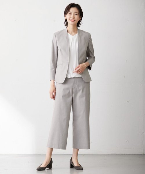 J.PRESS LADIES（LARGE SIZE）(J．プレス　レディス（大きいサイズ）)/【セットアップ対応・洗える・撥水・防汚】コットンFITTYシャーク ノーカラー ジャケット/img11