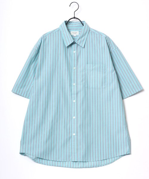 LAZAR(ラザル)/【Lazar】Oversize T/C Broad Stripe Shirt/オーバーサイズ T/Cブロード ストライプ レギュラーカラー 半袖シャツ メンズ/img03