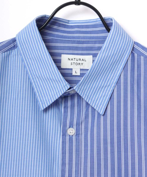 LAZAR(ラザル)/【Lazar】Oversize T/C Broad Stripe Shirt/オーバーサイズ T/Cブロード ストライプ レギュラーカラー 半袖シャツ メンズ/img05