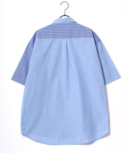 LAZAR(ラザル)/【Lazar】Oversize T/C Broad Stripe Shirt/オーバーサイズ T/Cブロード ストライプ レギュラーカラー 半袖シャツ メンズ/img06