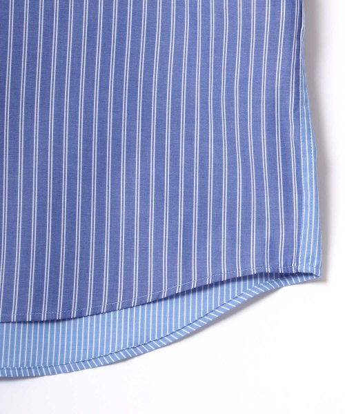 LAZAR(ラザル)/【Lazar】Oversize T/C Broad Stripe Shirt/オーバーサイズ T/Cブロード ストライプ レギュラーカラー 半袖シャツ メンズ/img10