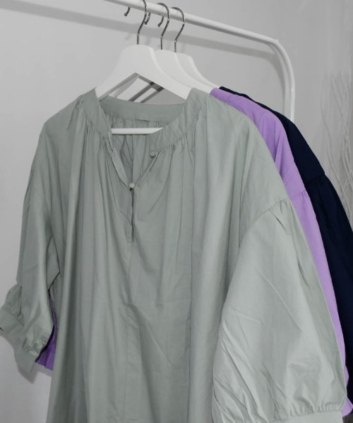 ARGO TOKYO(アルゴトウキョウ)/Key－neck Color Shirt Onepiece 29057 キーネックカラーシャツワンピース　シャツワンピース　カラーシャツ　ロングワンピース　マキ/img01