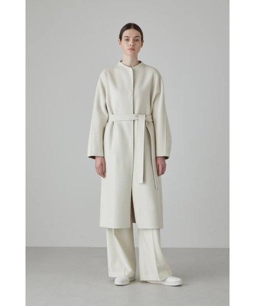 カシミヤ混 2TONE リバーロングコート 