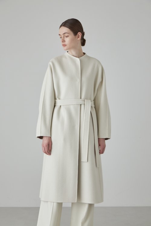 カシミヤ混 2TONE リバーロングコート 