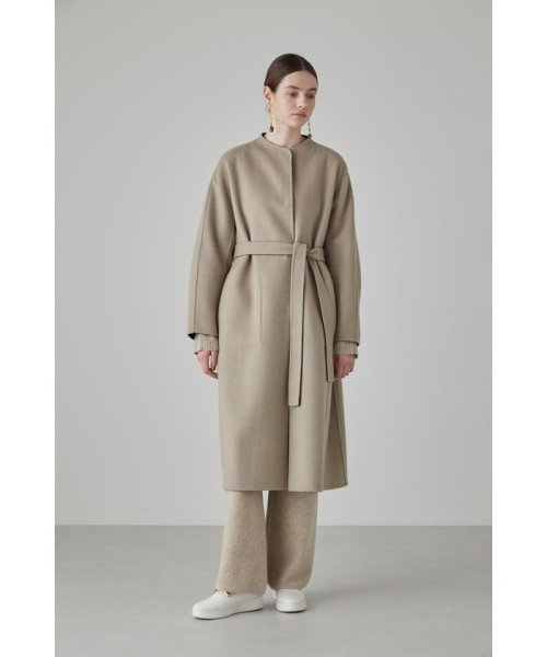 カシミヤ混 2TONE リバーロングコート 