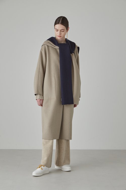 カシミヤ混 2TONE リバーロングコート 
