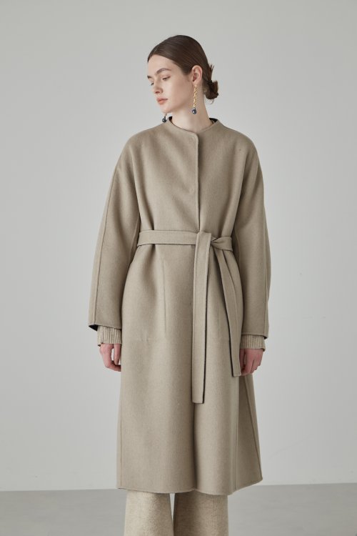カシミヤ混 2TONE リバーロングコート 