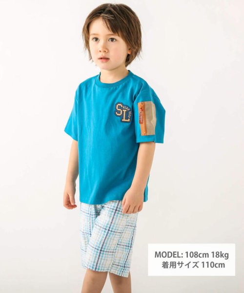 SLAP SLIP(スラップスリップ)/カレッジロゴ風プリント袖ポケット付半袖Tシャツ(90~130cm)/img01