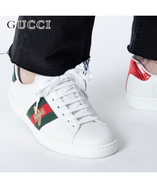 GUCCI(グッチ)/グッチ GUCCI スニーカー エース メンズ シューズ エース エンブロイダリー ローカット ACE BEE ビー 白 カジュアル ホワイト 26～29.0c/img01