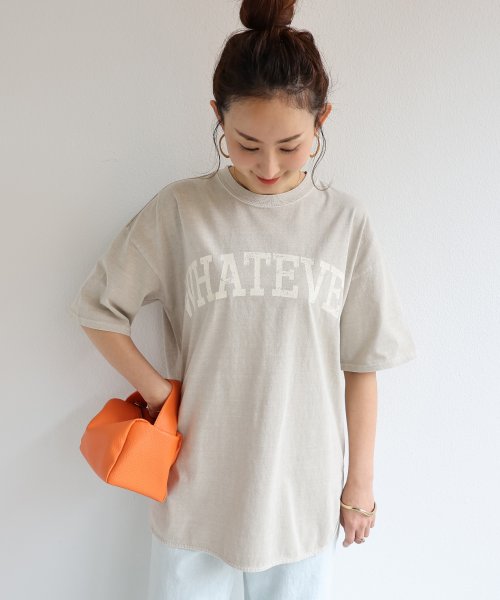 and　Me...(アンドミー)/ピグメント加工半袖WHATEVERかすれロゴプリントTシャツ トップス/img70