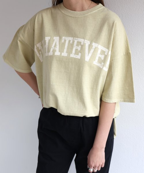 and　Me...(アンドミー)/ピグメント加工半袖WHATEVERかすれロゴプリントTシャツ トップス/img72