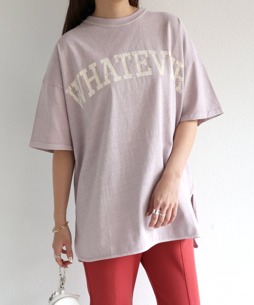 and　Me...(アンドミー)/ピグメント加工半袖WHATEVERかすれロゴプリントTシャツ トップス/img74