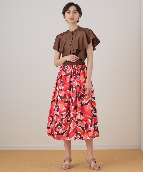 セール】アートフラワープリントダブルタック スカート(505339233  