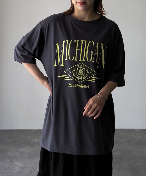 Riberry(リベリー)/MICHIGAN カレッジ pt 半袖BIGTシャツ/img01