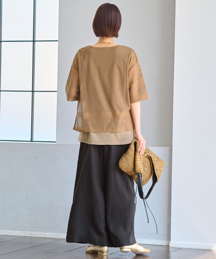 洗える】テンセルリネンデニムワイド パンツ(505344444)|阪急百貨店